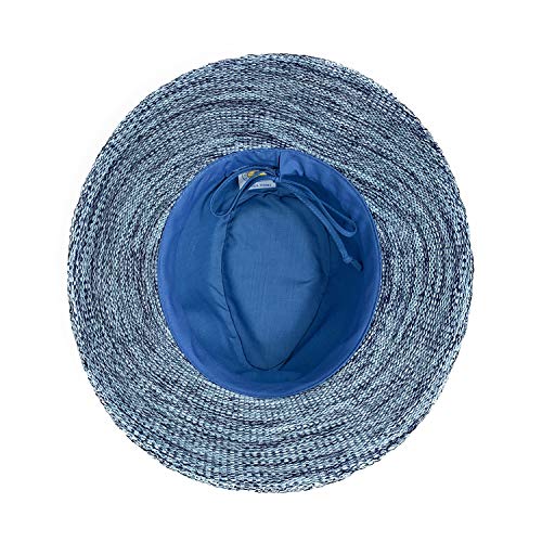 Wallaroo Hat Company Women's Victoria Fedora – UPF 50+ UV Protection, Wide Brim, Packable & Adjustable Sun Hat - color: Mixed Denim, size: Medium