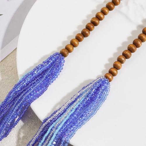 Coiris Chunky Statement Necklaces for Women Boho Multi Long Layered Strand Beaded Necklace for Women Handmade Crystal Beach Jewelry Gift - color: Royal Blue