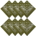 Raylarnia 8 PCS 100% Cotton Bandanas, 22 Inchs Multi-Purpose Bandana Scarfs Headbands for Men and Women - color: 8-army Green