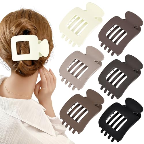 Obeoby 6 PCS Flat Claw Clips for Women, French Flat Hair Clips Large Hair Barrettes Accessories - color: Neutral