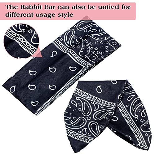 WILLBOND 13 Pieces Bandana Headband for Women Paisley Hair Bandanas Boho Bow Headbands Elastic Knot Rabbit Ear Head Wrap Cute Hair Accessories for Women 7.87x2.75 Inch(Fresh Color) - color: Fresh Color