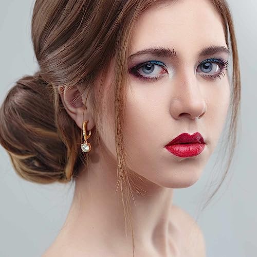 Cossa Dangle Earrings 14K Gold Drop Earrings for Women Dangle Stylish Leverback Earring with Cubic Zirconia Drop Earring A Must-have Fashion Accessory
