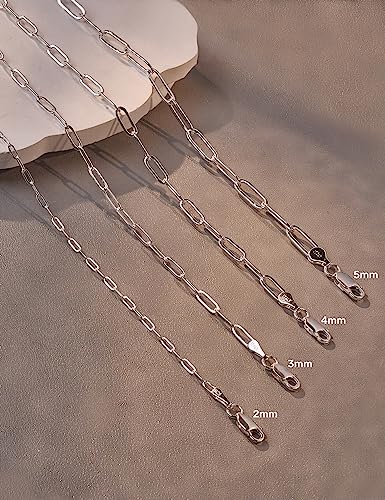 925 Sterling Silver Paperclip Bracelets 3/4/5mm Silver/Gold Plated Bracelets for Women Paperclip Chain Bracelet for Men 6.5-9 Inches - color: Silver 3mm, size: 8
