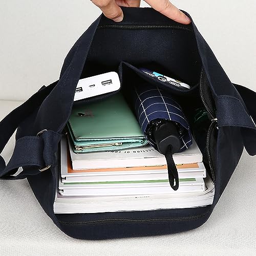 Covelin Women's Retro Large Size Canvas Shoulder Bag Hobo Crossbody Handbag Casual Tote - color: Dark Sea Green