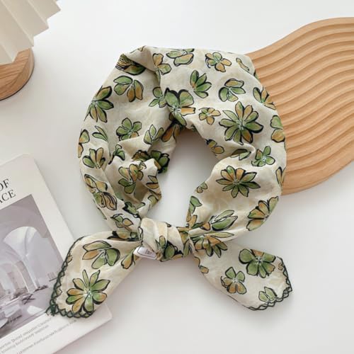 Cotton Bandana,Large Bandanas for Women,Head Coverings for Women,Head Scarf Handkerchief, Square Headband 27" x 27" - color: 27-14-petal-green