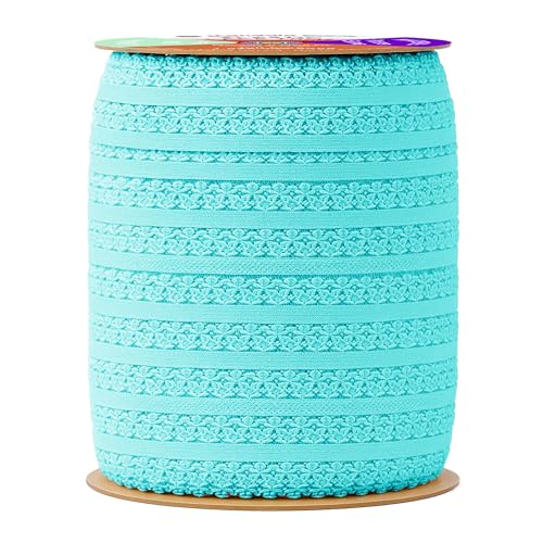 Mandala Crafts Aquamarine Stretch Lace Soft Elastic Trim Roll - 55 Yards 1 Inch Wide Stretchy Frilly Picot Ribbon for Sewing Lingerie, Headbands, Underwear, and Crafts - color: Aquamarine