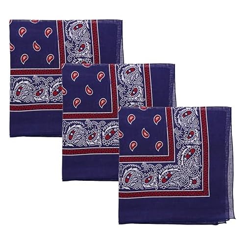 Motique Accessories Two Tone Paisley Bandana - Set of 3 - color: Navy