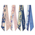 QIUTIMIY 4 Pack Purse Scarf Handbags Skinny Twill Hair Scarves Narrow Neck Scarf Band Women Fashion Accessories Bag Charms - color: Style 2-8