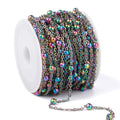 33 Feet Multicolor Satellite Bead Chains Roll, 2mm 304 Stainless Steel Rainbow Ball Beaded Cable Link Chains Spool Bulk for Jewelry Making DIY Craft - color: Colorful Big Beads Satellite Cable Chain