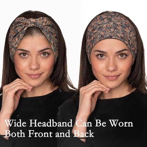 Cobahom 6Pcs Wide Headbands for Women Non Slip Soft Fabric Hair Wrap Boho Head Bands Elastic Sport Hair Bands for Workout Yoga Running (Animal Print)