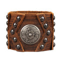 GelConnie Punk Leather Cuff Bracelet Adjustable Straps Wrap Bracelets Arm Armor Cuff Gothic Leather Wristbands for Men, Women - color: MLPB100-Brown