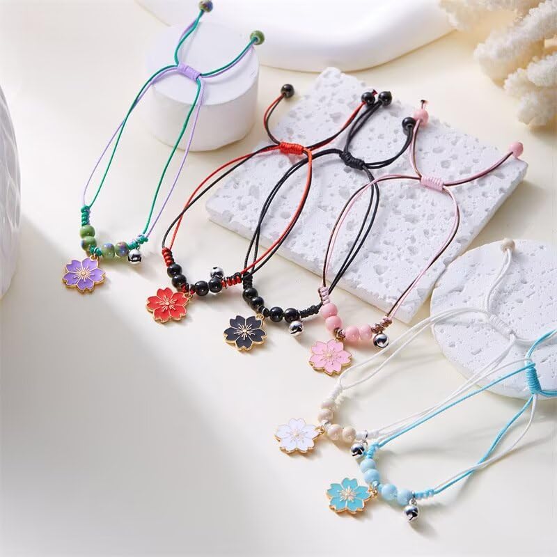 Todu Boho Flower Bracelet Cherry Blossom Beaded Hand Woven Friendship Bracelet for Women Bohemian Jewelry Mother's Day Gift