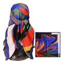 Women's Square Silk Like Head Scarf Large 35 inch Silk Feeling Hair Wrapping Satin Scarves for Sleeping Bandanas - color: A003-3 Twill Blue