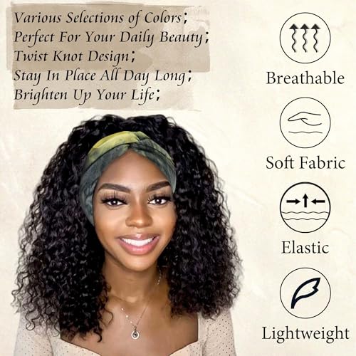 Boho Bandana Headband For Women Wide Headbands Knotted Turban Head Wraps Cute Head Scarf Hairband Floral Fashion Hair Wrap Tie Dye Turban Bands Workout Bandana Hair Accessories For Women 4 Pack - color: Style 121