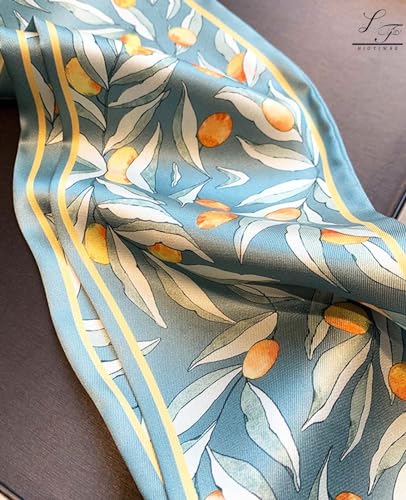 Hioyiwse Head Scarf Hair Neck Scarves For Women Purse Bag Scarfs For Handbags Silky Long Thin Satin Headscarf Fashion - color: B25-green Leaf