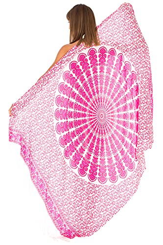 SHU-SHI Sarong Wraps for Women Long Beach Cover ups Pareo Bathing Suit Wrap Skirt Mandala Sarongs Coverup - color: Red/Pink/White