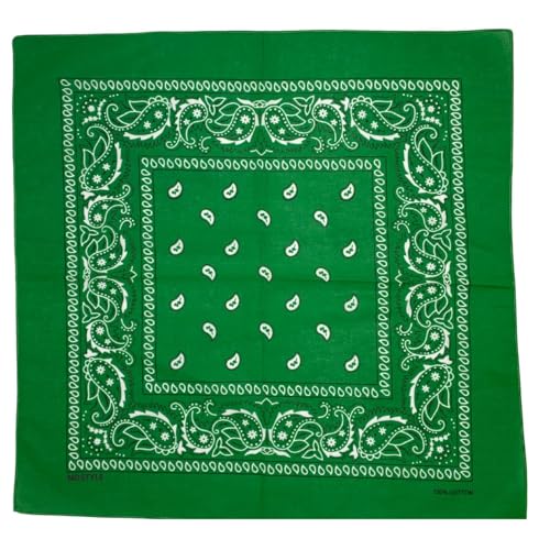 MDSTYLE 100% Cotton Bandana for Men & Women 22" x 22" Paisley Pattern Handkerchief Headband Scarf - color: Green