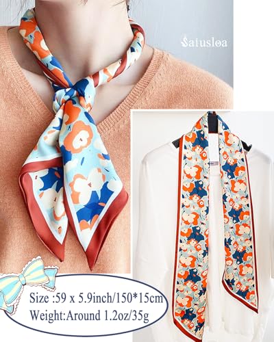 Purse Scarf For Handbags Head Scarves For Women's Hair Bags Scarfs Long Skinny Scarves Fashion Silky - color: A25-orange Graffiti