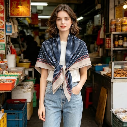 41" Large Square Scarf Hairscarf Fashion Scarves Hair Wrapping Scarfs Night Sleeping Headscarf for Women B06 - color: B0622