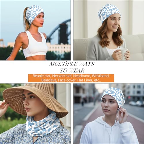 Chemo Caps Slouchy Beanie Hat Stretch Cancer Head Wraps Turban Sleep Headwear Scarf for Women Girls Men - color: I-11-blue Cow