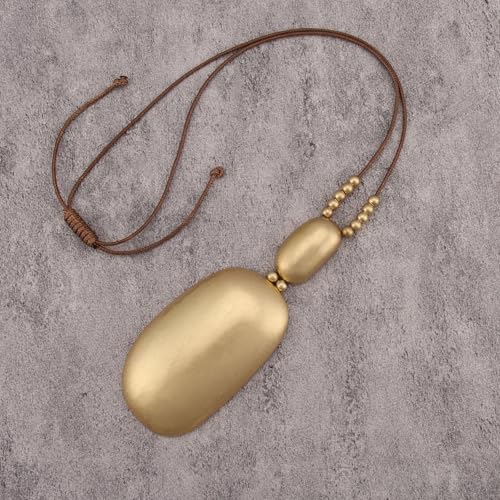 GelConnie Long Necklaces for Women Boho Large Pendant Necklace Casual Bohemian Brown Leather Choker Sweater Circle Statement Stone Necklace - style: Boho Long Necklace