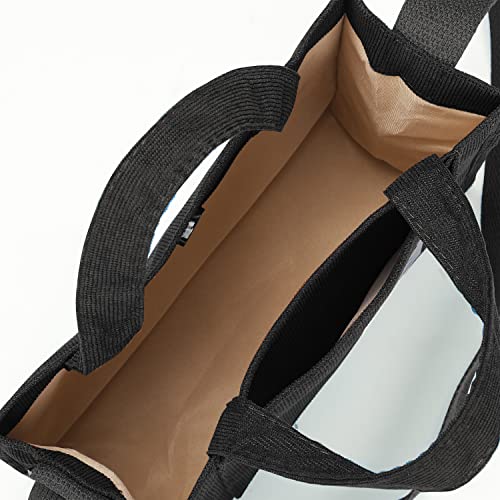 WantGor Tote Bag for Women, Corduroy Crossbody Bags Shoulder Handbag Small Satchel Hobo Bag Purse - color: Black