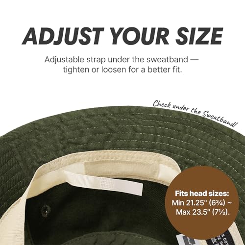 Hot Summer Bucket Hat - Trendy Cotton Sun Hat for Beach, Golf, Fishing - Fun Outdoor Vacation Boonie for Men and Women - color: Army Green