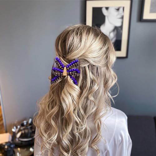 5 Pieces Stretchy Magic Hair Accessories: Adjustable Elastic Comb Clips, Vintage Bun Makers for Women, Girls, No Crease Pins for Curly, Thick, Wavy Hair or Ponytails - color: Red,Purple,Blue,Yellow,Rose red