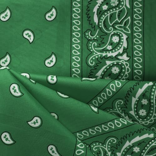 NACHLYNN 10/20pcs Paisley Bandanas Assorted Bandanas Cowboy Polyester Headbands Square Scarf Headwear - color: Green