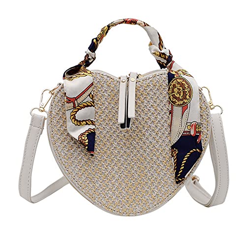 Goclothod Women Crochet Fringed Shoulder Bag Cotton Tassel Crossbody Bag Hippie Beach Purse - color: W-cream