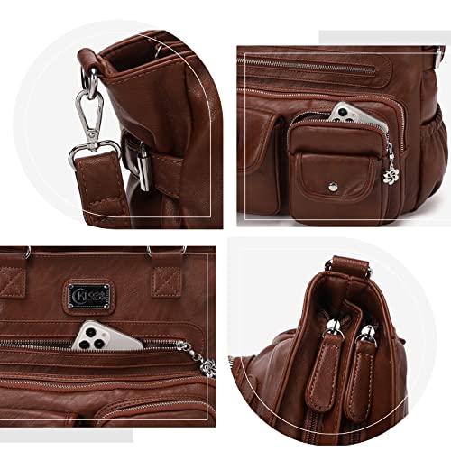 KL928 Large Purses for Women Shoulder Bag Tote Handbags Stylish Vegan Leather Hobo Bags Ladies, A-Black-4 | Large - color: 01-chestnut Brown