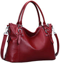 HESHE Genuine Leather Purses and Handbags for Women Tote Shoulder Bag Satchel Purse Top Handle Bags Hobo Crossbody Purse - color: Wine, size: Large