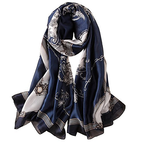 Silk Scarf Mulberry Silk Fashion Scarves Long Lightweight Shawl Wrap … - color: W03