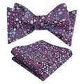 Alizeal Mens 2pcs Classic Floral Pattern Self-tied Bow Tie and Handkerchief Set - color: 045-magenta+blue