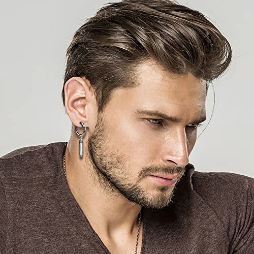 Aroncent 12PCS Stainless Steel Fake Tapers Mens Earrings Illusion Tunnel Cheater Piercing Jewelry Set for Men Women - color: Feather