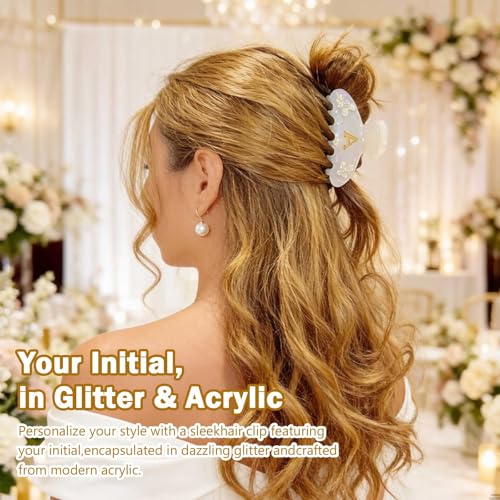 Iridescent Pearl Hair Claw Clip with Butterfly & Initial Charm, Fashionable Acrylic Hair Accessories for Women - color: ZM-A