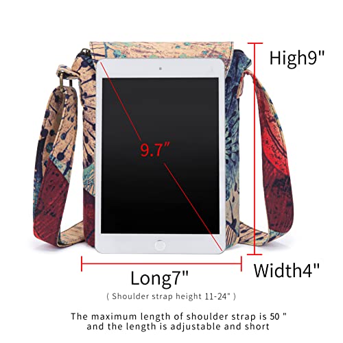 OPQRSTU Women's Retro Small Size Canvas Shoulder Bag Hippie Boho Crossbody Handbag - color: Khaki