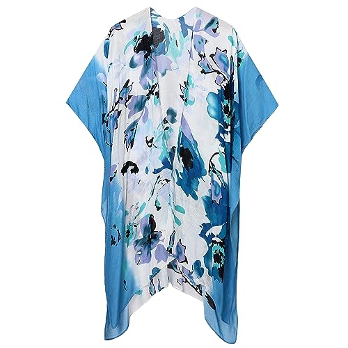 Kimonos for Women Casual Swimsuit Coverup Lightweight Boho Kimono Cardigans for Summer - color: Gradient Blue Flower