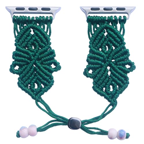 4th Generation Handmade Nylon Braided Boho Style Watch Strap for Apple Watch - color: Dark Green, size: 40/41/42mm