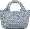 Woven Purses Bag for Women, Vegan Leather Handwoven Bags with Mini Handmade Purse - color: Light Blue