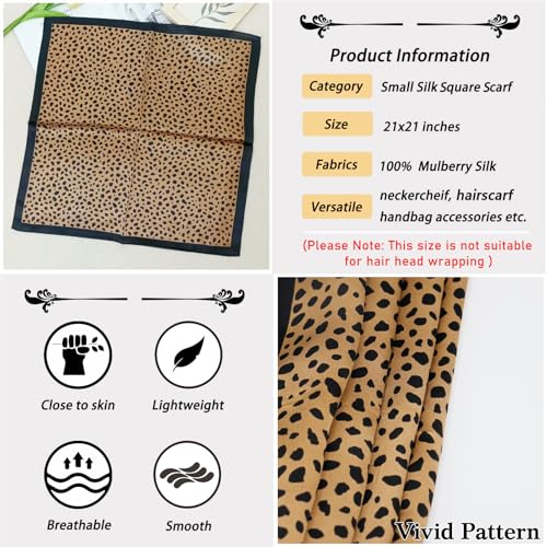 Ciormis 100% Mulberry Silk Scarf-Women's 21''/27''Square Silk Hair Head Scarf Neckerchief with Gift Packaged - color: 21''x 21''-style 69