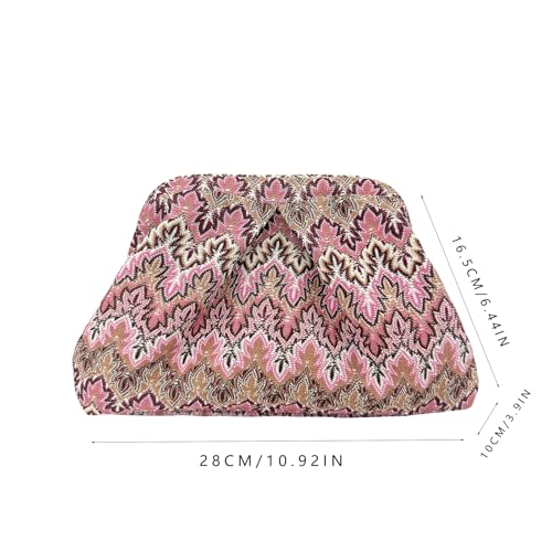 ENBEI Evening bag Clutch Purse for Women Metal Frame Closure Handmade bag for Wedding,Party Gift for women/grilfriend/mother - color: Pink