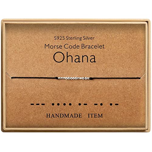 KGBNCIE Inspirational Gifts for Women, Morse Code Funny Gifts Bracelets for Women, S925 Sterling Silver Morse Code Bracelets Friend Gifts - style: 15 Ohana