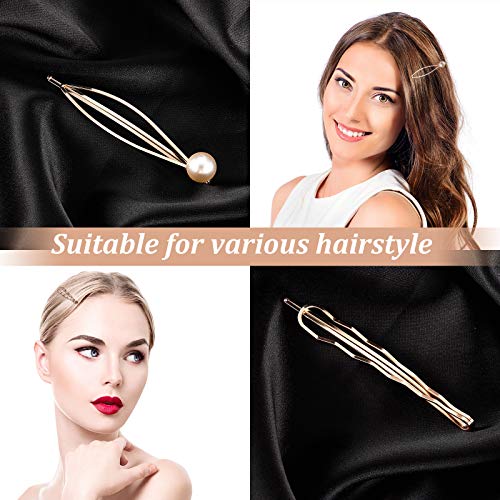 10 Pieces Geometric Metal Hair Clips and Barrettes for Women Girls - Hair Styling Accessories, Minimalist Wedding Headwear (Rose Gold) - color: Rose Gold