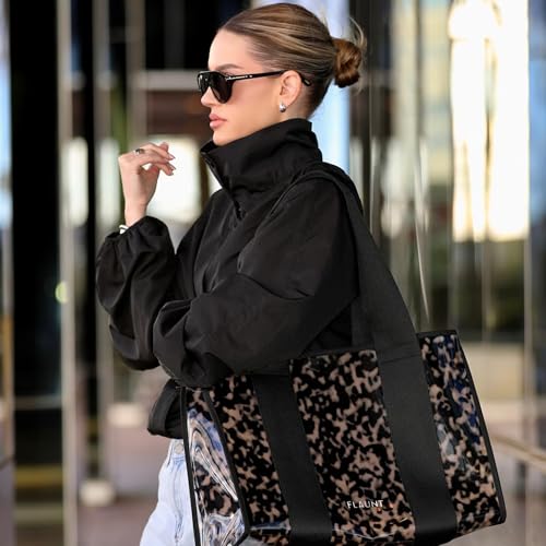 FLAUNT Everyday Tote Bag with Phone Pouch for Women - Lightweight, Airline Approved, Easy To Carry, Foldable & Washable - color: Blonde Tortoise Shell