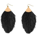 Earrings for Women Colorful Layered Leaf Earrings Bohemian Dangle Drop Tassel Silver Earrings Women Gifts - style: Black