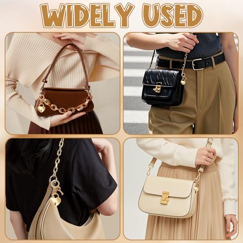 Gold Heart-Shaped Chain Pendant, Bag Charms for Handbags Fashion Accessories for Women - color: Gold
