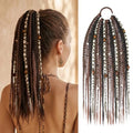 SEIKEA Boho Braided Ponytail Extension on Hair Tie, 16" Full Volume Lightweight Viking Dreadlock Ponytail Braid in Dreadlock Extensions with Beads and Shells, Festival Hair Accessories for Women Girls - color: Espresso & Honey Highlights
