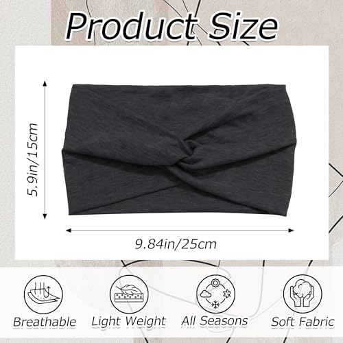 4 Pack Wide Headbands for Women Twist Headbands Stretchy Boho Turban Hair Band Non Slip Workout Women Head Wraps Accessories (Black White) - color: Black White