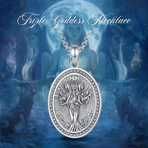 INFUSEU Mystical Hecate Triple Moon Goddess Necklaces, Divine Feminine Protection Gifts - style: Hecate